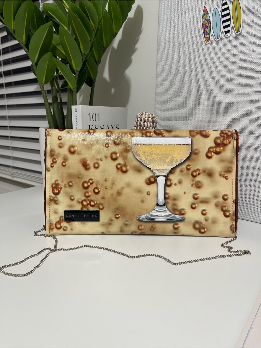 nwot KENT STETSON signed champagne celebration party shoulder bag clutch - Picture 3 of 6